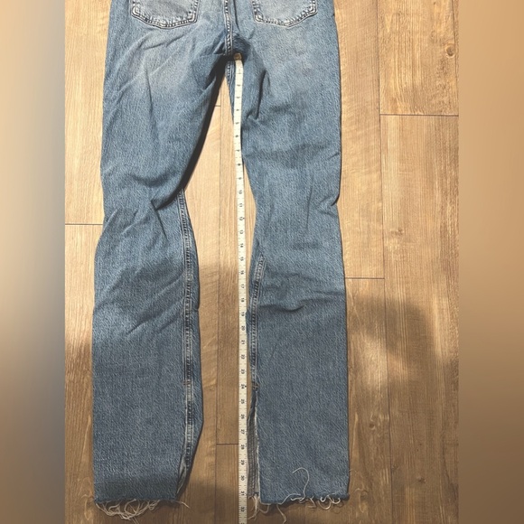 Zara Flare Jeans size 6 High Waisted Distressed Medium Wash - Picture 11 of 12